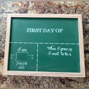 Green First Day of School Chalkboard Sign